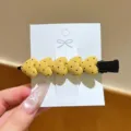 Gele stoffen polka stip hart haarklem eendebek clip voor dames dagelijkse haarstyling - Geel Hart