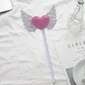 Rosa Herz Engelsflügel Tortenaufleger für Kinder Geburtstag Party Desserttisch Backdekoration. - Weiß