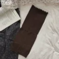 Brown stirrup leg warmers for women, autumn winter knit ruffles ballet style leg socks. - One Size / Coffee
