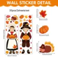 Thanksgiving wall sticker set featuring cute pumpkin, maple leaf and pilgrim cartoon designs. - Thanksgiving Theme (UV26Y81165S_R) / 90X30CM*2 Sheets