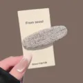 Pince à cheveux ovale en tweed vintage, élégante barrette latérale pour femmes et frange. - Barrette Ovale (Seule) / Beige