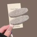 Rétro tweed oval pinces à cheveux frange épingles pour femmes coiffure quotidienne 2pcs - Barrettes Ovales (Paire) / Beige