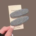 Retro tweed ovale pince a cheveux elegante epingle frange femme nouveaux accessoires - Barrettes Ovales (Paire) / Bleu