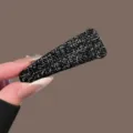 Barrette à cheveux BB en tweed noir, pince latérale élégante en tissu pour femmes - Clip BB Triangle Tweed Noir / 1 Pièce