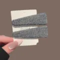 Set de pinces a cheveux en tweed, elegantes barrettes laterales pour femmes coiffure quotidienne. - Clip BB Triangle Tweed Bleu / 2 Pièces/Paquet