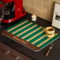 American retro leather coffee mat for kitchen countertop, waterproof, oil-proof, and easy to clean. - Green Forest