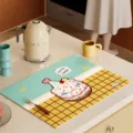 Leather kitchen drying mat with cute cake pattern, anti-slip and easy to clean counter mat. - Cute Cake