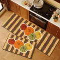 Kitchen floor mat set autumn pumpkin stripe absorbent non-slip washable floor rug 2-piece set - Duoduo Pumpkin