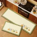 Pastoral style kitchen floor mat two-piece set, pumpkin pattern, non-slip absorbent. - Happy Pumpkin