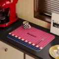 Retro kitchen drying mat waterproof leather placemat counter top protector pads for home - 40x60cm / Pink Style