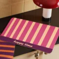 American retro kitchen drainage mat, non-slip waterproof leather place mat for countertop use. - Cheerful Pink