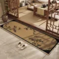 New Chinese style linen entryway floor mat, long anti-slip hallway runner rug with bamboo print. - 40*120CM / Bamboo in Spring
