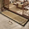 New Chinese style linen entryway floor mat, long anti-slip corridor rug for home hallway use. - 40*120CM / Fragrant Camellia