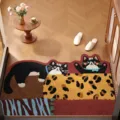 Tappeto d'ingresso con cartoni animati, zerbino antiscivolo resistente allo sporco per corridoio. - Gatto Nero Marrone Mo