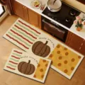 Kitchen floor mat set diatomaceous earth absorbent anti-slip autumn pumpkin decor set - 60x90cm (Diatomite) / Pumpkin