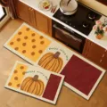 Kitchen floor mat diatom mud absorbent non-slip two piece set pumpkin pattern home decor - 60x90cm (Diatomite) / Golden