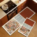 Idyllic style diatom mud kitchen floor mat set, water-absorbing and non-slip home rug. - 60x90cm (Diatomite) / Orange Pomelo