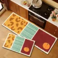 Idyllic kitchen floor mat set, absorbent diatomaceous earth rug with pumpkin leopard pattern. - Xiaonan