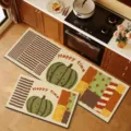 Idyllic kitchen floor mat diatom mud absorbent quick-drying non-slip 2-piece set pumpkin pattern - Chennan