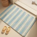 Blue green striped bathroom floor mat, quick drying non slip bath mat for home shower room. - 60*90cm (Diatomaceous Mud) / Mint Mojito