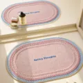 Creamy Braided Faux Linen Bath Mat Soft Absorbent Anti-Slip Toilet Floor Mat Variant - 40x60cm / Strawberry Milk Green