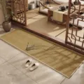 New Chinese style linen entryway floor mat, long strip anti-slip hallway rug for home. - Orchid Scholar