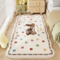 Cosy bedroom bedside rug with cute cartoon dog and colorful polka dots, warm imitation cashmere - Black Triangle Top