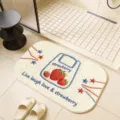 Cute cartoon strawberry embroidery non-slip bathroom absorbent floor mat for home use - Berry Good Daily