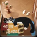 Tappeto ingresso gatto simpatico, zerbino antiscivolo in PVC resistente per corridoio casa. - Gatto Nero Velluto