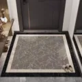 Modern entryway doormat with elegant marble border and anti-slip backing for home hallway. - 40x60 cm (Loop Pile with TPR Base) / Guiduo