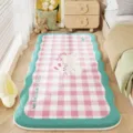 Cute pink plaid bedside carpet with green scalloped border and cozy warm faux cashmere fabric. - 40*120cm / Pink Grid Running Rabbit