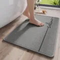 Grey bathroom floor mat with welcome text, non-slip absorbent shower rug for home. - 40*60cm / Gray Square