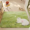 Rutschfeste süße Katze PVC Schlingen Fußmatte für Flur, langlebig und leicht zu reinigen Teppich. - Blumen und Katze