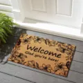 Outdoor front door coir mat with floral border and welcome text for entryway decoration. - 40x60cm / Welcome Style A