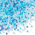 Close-up detail shot of mixed blue glass seed beads, perfect for DIY jewelry crafting. - 4mm (Approx. 450g/Bag) / Blue