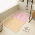 Anti-slip bath mat for bathroom shower, cute pink grid and beige suction shower floor mat. - 40x70cm / Sweet Pink Tea Aroma
