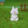 Miniature white dog figurine, cute resin puppy model for DIY landscaping, desktop decor. - Samoyed Dog