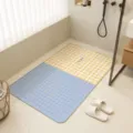 Dopamine color non-slip bathroom mat with suction cups, dual-color grid and blue design for shower. - 40x70cm / Salt Clear Sky Blue