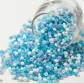 Perline di vetro multicolore da 4mm perline da cucito miste per creazione di gioielli DIY - 4mm (Ca. 450g/Borsa) / Mix Blu Chiaro