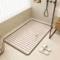 Anti-slip bathroom floor mat striped shower mat home waterproof absorbent foot mat for toilet - 40x70cm / Coffee Pink Taro