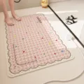 Dopamine anti-slip bathroom mat, pink checkered shower foot mat with cute suction cups and cute style. - 40x70cm / Caramel Creme Brulee Fluffy Ball