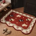 Red festive loop velvet floor mat entrance door mat home anti-dirt easy clean doormat - 40*60cm / Coral Red Cocoa
