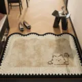 Cute cartoon cat loop-pile door mat for home entrance, anti-slip and easy to clean floor rug. - 40*60cm / Purring Cat