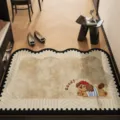 Cartoon flocked entrance door mat anti-slip home floor carpet with cute dog embroidery. - Artistic Puppy
