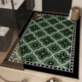 American retro bathroom absorbent floor mat, green clover pattern anti-slip rug for home. - Celina