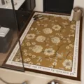 American retro bathroom floor mat absorbent quick drying floral rug for home decor - Floral Shadow Brown