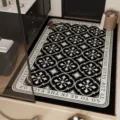 Vintage black and white bathroom floor mat, absorbent quick-dry variant for home decor. - Ronas
