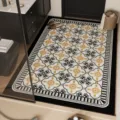 Retro vintage bathroom floor mat quick drying absorbent non slip geometric rug for home - Lorraine