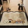 Cartoon loop velvet entrance doormat anti-slip washable cute puppy pattern floor mat rug - Teddy Parade