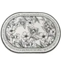 Tapis de sol ovale effet cachemire avec motif floral en noir et blanc pour la chambre à salon. - 80*120CM / Amas de Fleurs